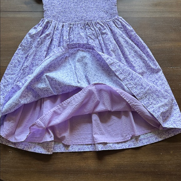 Sz 10 Janie and Jack lavender lined cotton floral smocked puff sleeve dress - Picture 6 of 11